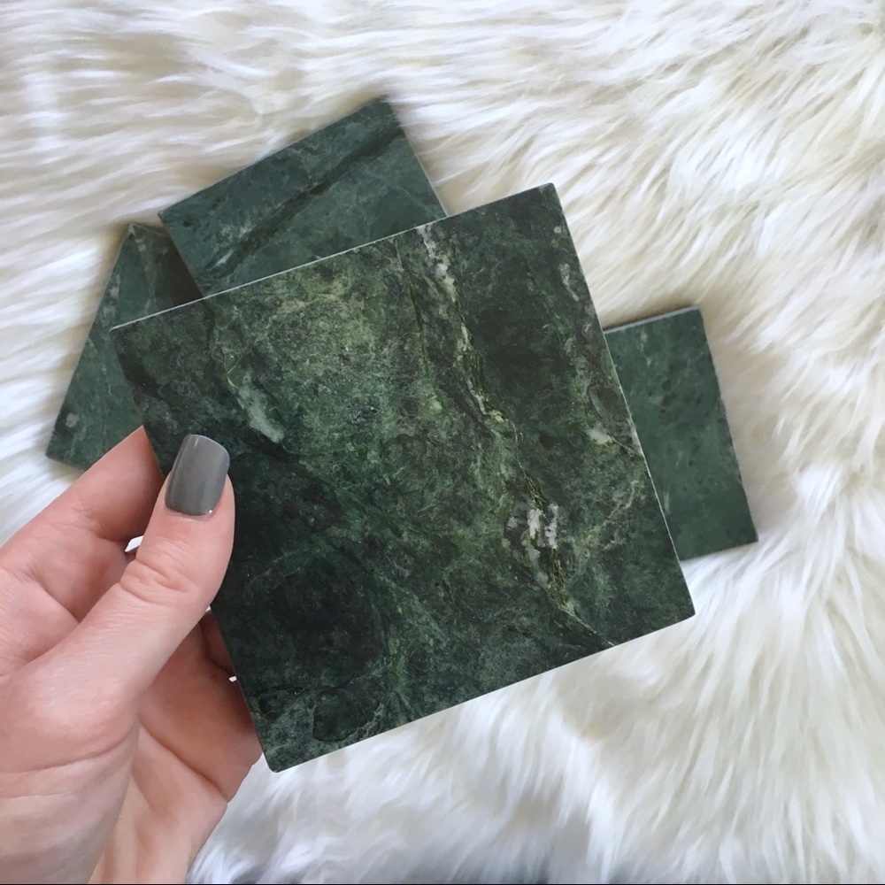 Natural Stone Cork Square Boho Coasters Set of 4